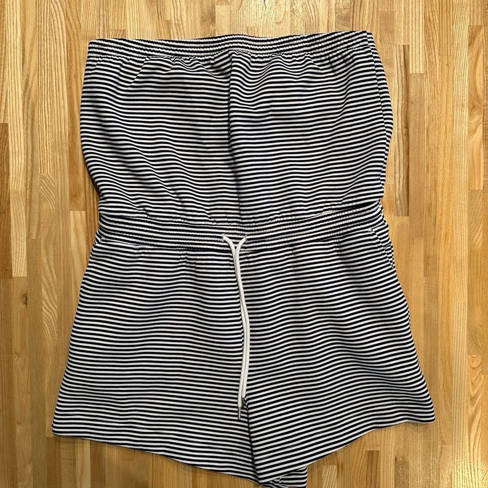 YPB neoKNIT Strapless Romper - Navy Stripe